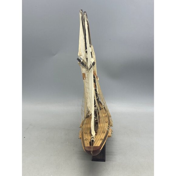 sail ship wood figurine display boat collectable 14x13" brown white latter's REA - Picture 8 of 16